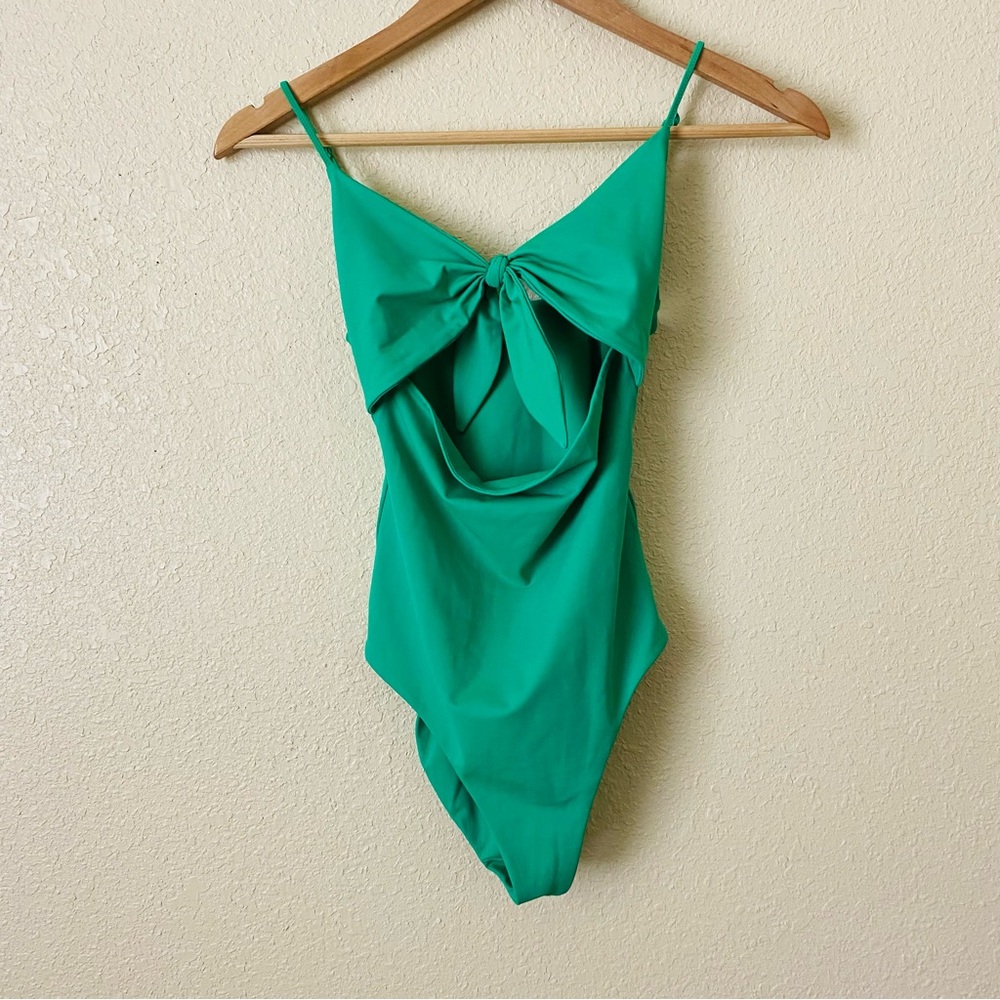 Wilfred Vibrant Green Front Tie Bow Swimsuit